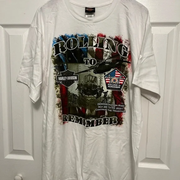 Harley-Davidson White 'Rolling to Remember' Tee - Picture 5 of 8